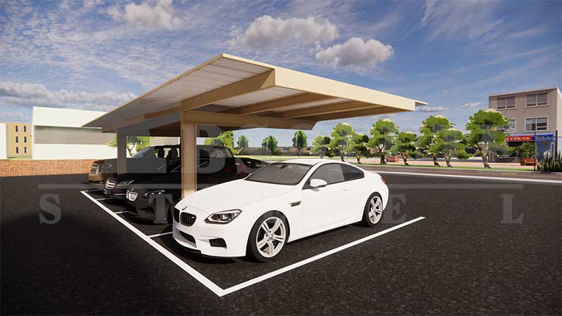 Full Cantilever System Illustration 4-Space cantilever Covered Parking Illustration