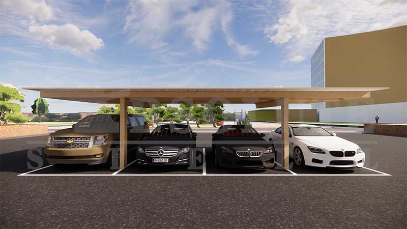 4-Space Covered Parking Illustration Illustration of a 4-Space Full Cantilever System