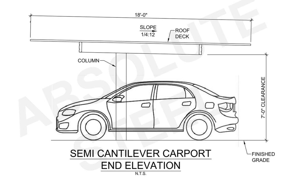 Semi Cantilever Elevation End View with Car