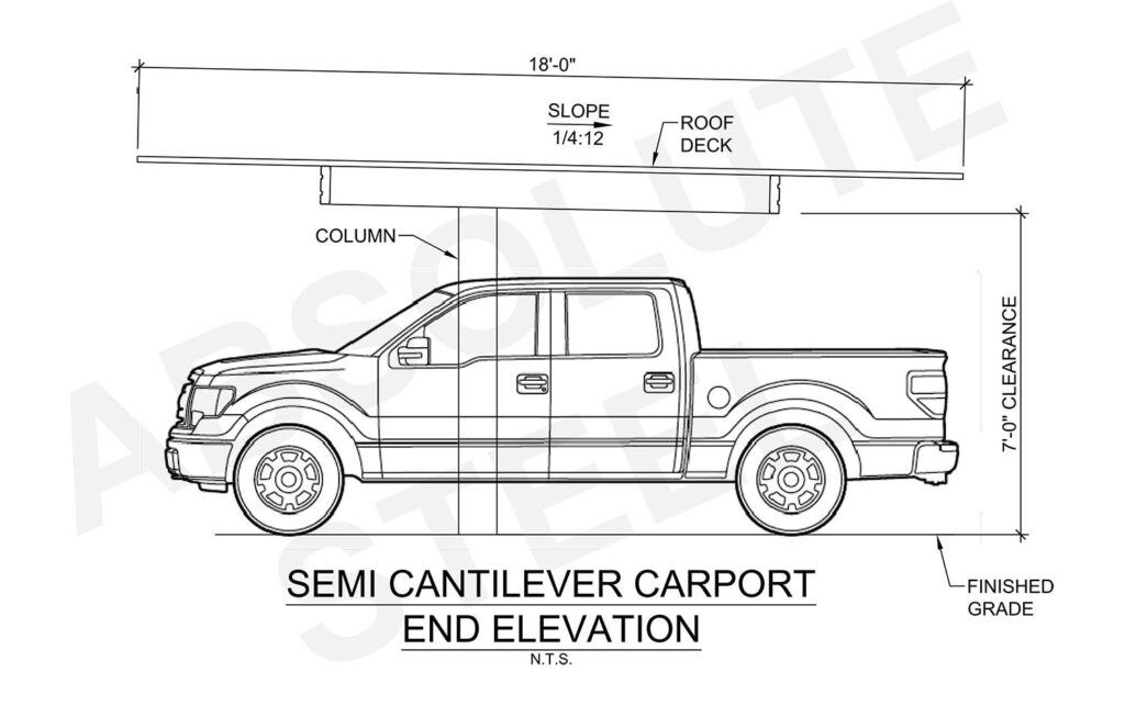 Semi Cantilever Elevation End View with Car