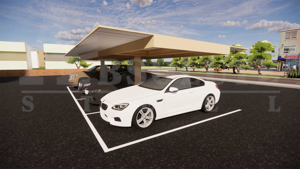 Illustration of a 4-Space Semi Cantilever System