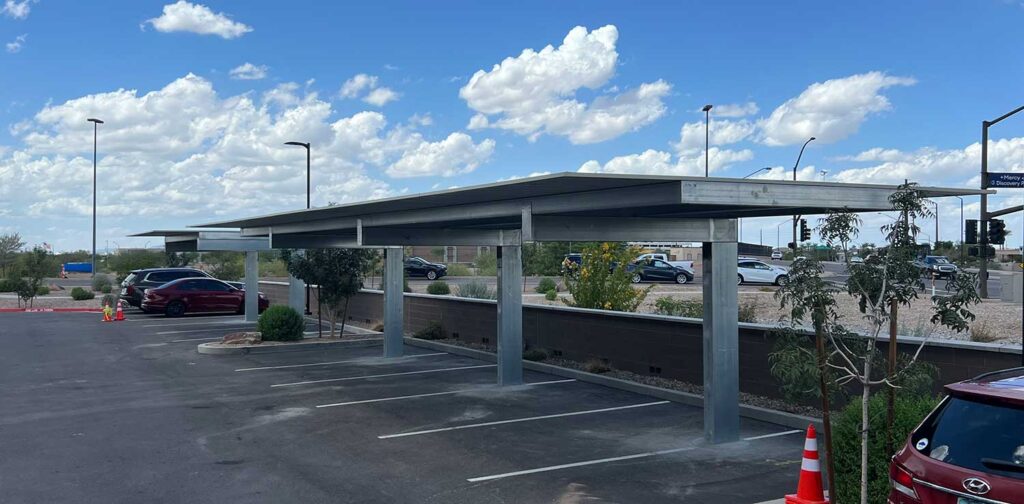 Full Cantilever Fresh Install Unpainted cantilever covered parking